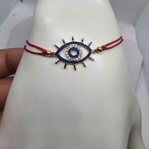 NEW Sterling SIlver 925 Evil Eye Design with Adjustable Bracelet